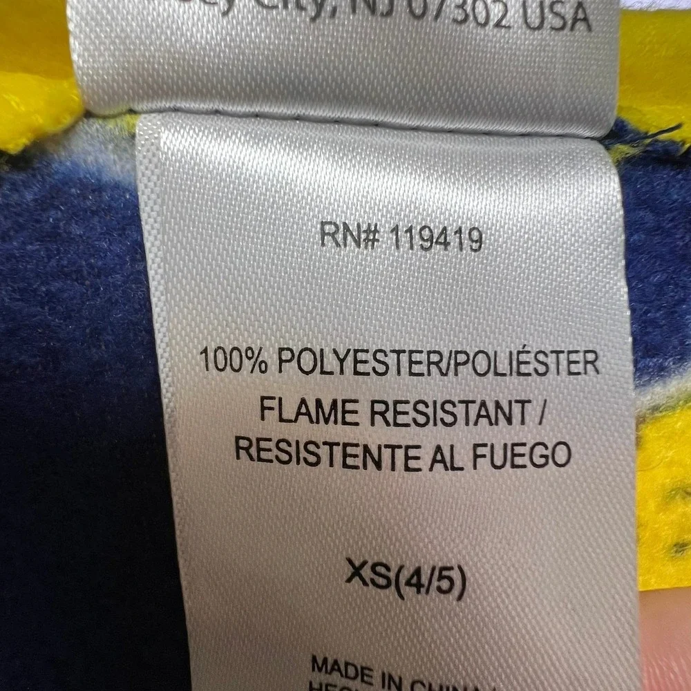 Pokemon Pikachu One Piece Hooded Pajamas Boys XS 4/5 Blue Yellow NWT